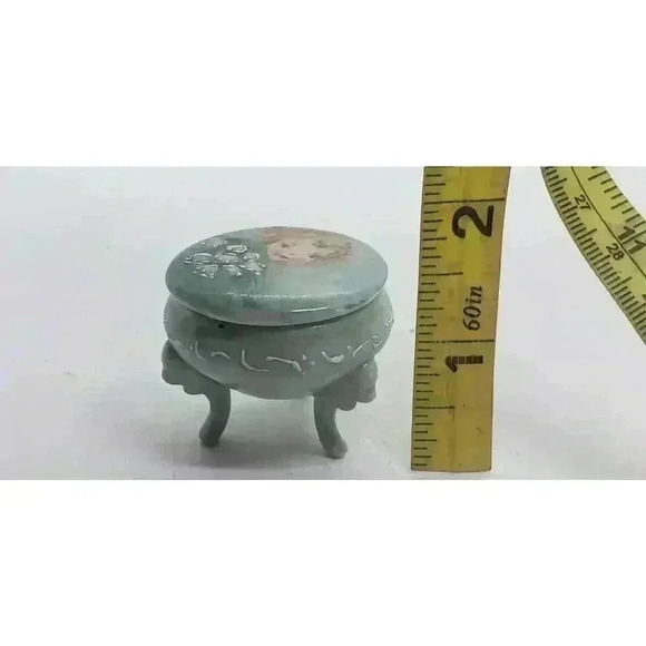 Vintage Jewelry Trinket Ring Gift Box Porcelain Hand Painted Moriage Trim - Picture 10 of 10